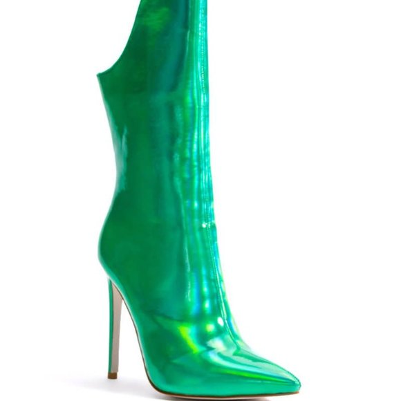 Stasia Envy Me: Holographic Green Stiletto Boot Size 7.5 - Picture 5 of 6
